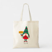 Schattigee Gnome Holding Placard met Groeten Tote Bag (Achterkant)