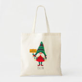 Schattigee Gnome Holding Placard met Groeten Tote Bag (Voorkant)