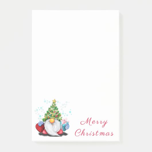 Schattigee Gnome in Christmas Tree Pet Post-it® no Notes (Voorkant)