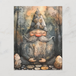 Schattigee Gnome in zijn Zen Tuin Briefkaart