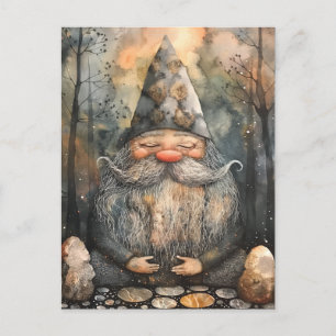 Schattigee Gnome in zijn Zen Tuin Briefkaart