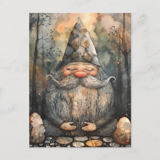 Schattigee Gnome in zijn Zen Tuin Briefkaart (Voorkant)