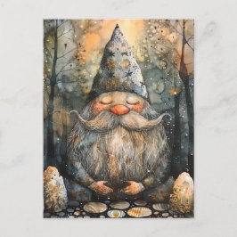 Schattigee Gnome in zijn Zen Tuin Briefkaart