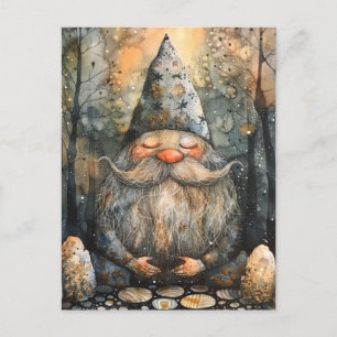 Schattigee Gnome in zijn Zen Tuin Briefkaart