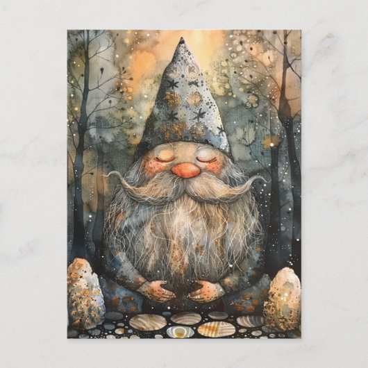 Schattigee Gnome in zijn Zen Tuin Briefkaart (Voorkant)