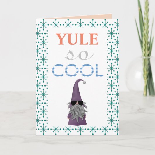 Schattigee Gnome in Zonnebril Yule zo Cool Christm Feestdagen Kaart (Voorkant)