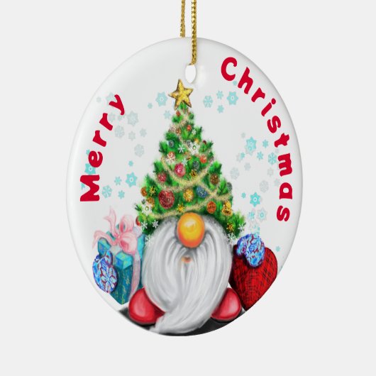 Schattigee Gnome kerstversiering Keramisch Ornament (Rechts)