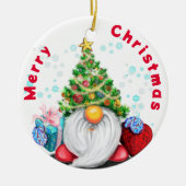 Schattigee Gnome kerstversiering Keramisch Ornament (Voorkant)