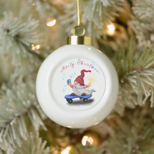 Schattigee Gnome kerstversiering Keramische Bal Ornament (Boom)