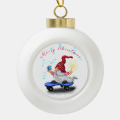 Schattigee Gnome kerstversiering Keramische Bal Ornament (Voorkant)