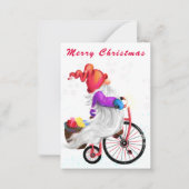 Schattigee Gnome met Bike Christmas Kaart Notitiekaartje (Voorkant)
