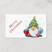 Schattigee Gnome met Cadeaus Kerst Visitekaartjes (Achterkant)