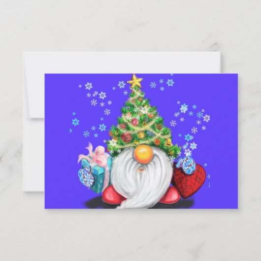 Schattigee Gnome met Gift Christmas Kaart (Achterkant)