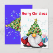 Schattigee Gnome met Gift Christmas Kaart (Voorkant / Achterkant)