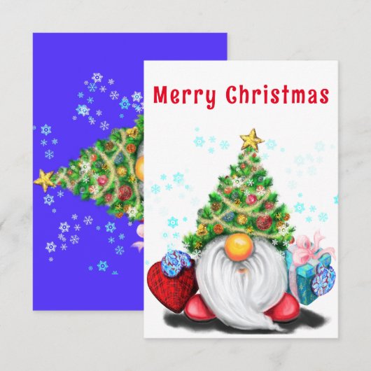 Schattigee Gnome met Gift Christmas Kaart (Voorkant / Achterkant)