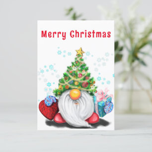 Schattigee Gnome met Gift Christmas Kaart