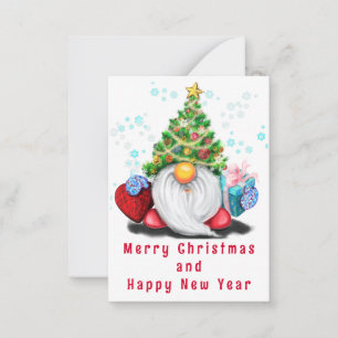 Schattigee Gnome met Gift Christmas Kaart Notitiekaartje