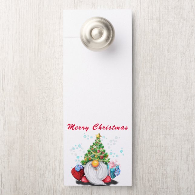 Schattigee Gnome met Gift Kerstmis Deur Hanger (Op knop)