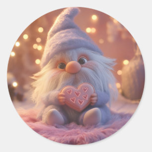 Schattigee Gnome met Hart: Valentijnsdag Design Ronde Sticker