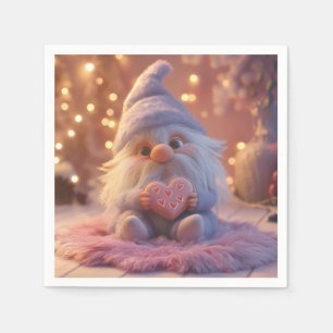 Schattigee Gnome met Hart: Valentijnsdag Design Servet