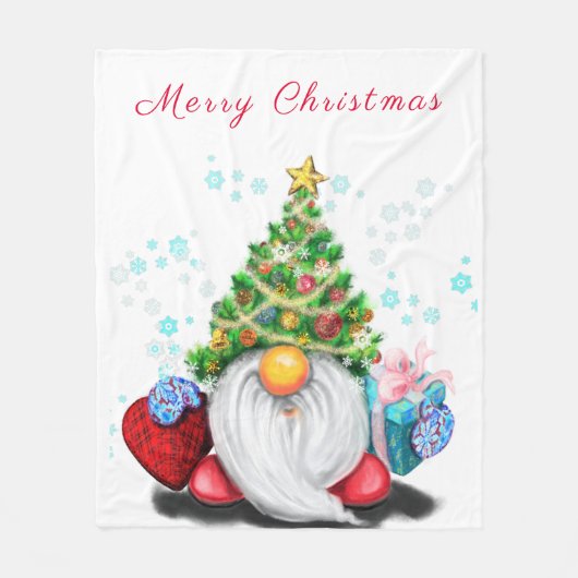 Schattigee Gnome met Kerstboom Pet Fleece Deken (Voorkant)