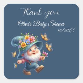 Schattigee Gnome met Vlinder Baby shower Sticker