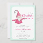 Schattigee Gnome Mint Groen en Roze Kerstfeest Kaart (Voorkant)