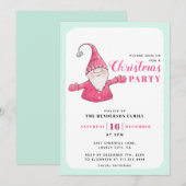Schattigee Gnome Mint Groen en Roze Kerstfeest Kaart (Voorkant / Achterkant)