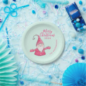 Schattigee Gnome Mint Groen Roze Custom Merry Chri Papieren Bordje (Feest)