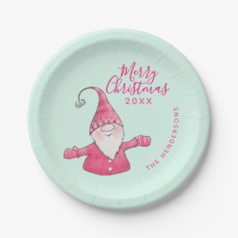 Schattigee Gnome Mint Groen Roze Custom Merry Chri Papieren Bordje