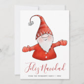 Schattigee Gnome Moderne Feliz Navidad met 2025 Ka Feestdagenkaart (Voorkant)