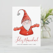 Schattigee Gnome Moderne Feliz Navidad met 2025 Ka Feestdagenkaart (Staand voorkant)