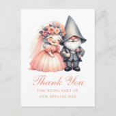 Schattigee Gnome Oranje bruiloft Bedankt Whimsical Briefkaart (Voorkant)