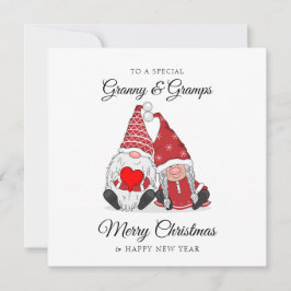 Schattigee Gnome Paar Granny & Gramps Kerst Feestdagenkaart