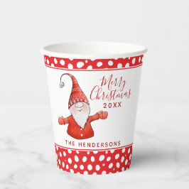 Schattigee Gnome Polka Dots Wit Rood Vrolijk Kerst Papieren Bekers