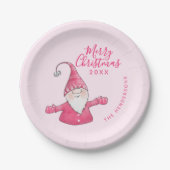 Schattigee Gnome Roze Custom Merry Christmas Papieren Bordje (Voorkant)