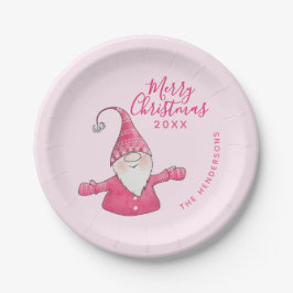 Schattigee Gnome Roze Custom Merry Christmas Papieren Bordje