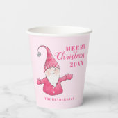 Schattigee Gnome Roze Gepersonaliseerde Vrolijk Ke Papieren Bekers (Achterkant)