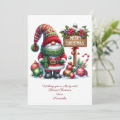 Schattigee Gnome Santa Claus Kerstvakantie Kaart (Staand voorkant)