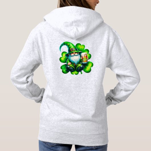 Schattigee Gnome St Patrick's Day met bier | Hoodie (Achterkant)