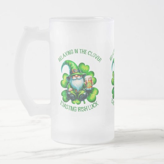 Schattigee Gnome St Patrick's Day met bier | Matglas Bierpul (Links)