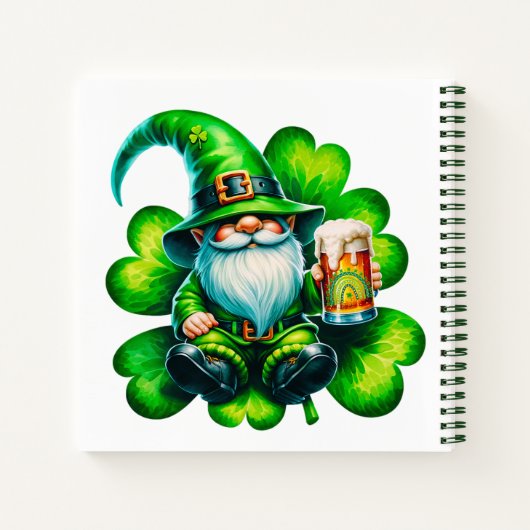 Schattigee Gnome St Patrick's Day met bier | Notitieboek (Achterkant)