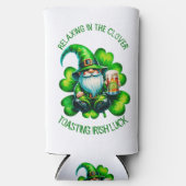 Schattigee Gnome St Patrick's Day met bier | Seltzer Blikjeskoeler (Voorkant)
