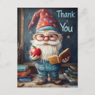 Schattigee Gnome Teacher - Dank u illustratie Feestdagenkaart