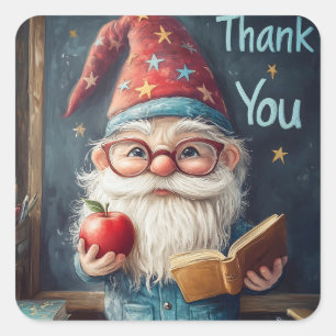 Schattigee Gnome Teacher - Dank u illustratie Vierkante Sticker