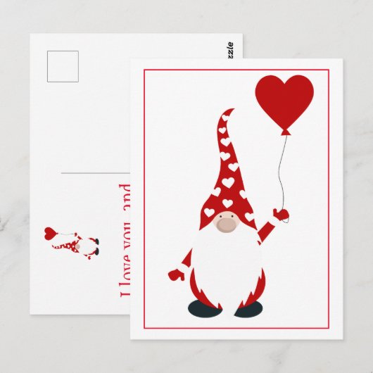 Schattigee Gnome Valentijn Briefkaart (Voorkant / Achterkant)