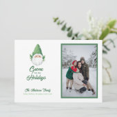 Schattigee Gnome voor de Feestdagen Familie Foto V Feestdagenkaart (Staand voorkant)