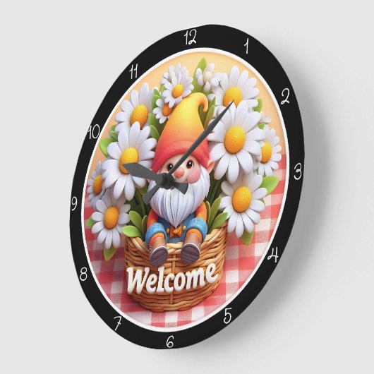 Schattigee Gnome Welkom Daisy Clock Grote Klok (Hoek)