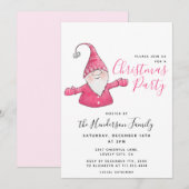 Schattigee Gnome White en Roze Kerstfeest Kaart (Voorkant / Achterkant)