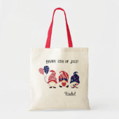 Schattigee Gnomen, 4 juli, Naam, Aangepaste Canvas Tote Bag (Voorkant)